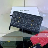 新款出貨 chanel 款號058#單拉錢包采用進口魚子醬牛皮繡線配大logo小