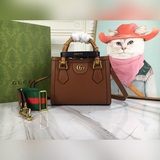（新品雙肩帶）新款古馳《Aria-時尚詠歎調》系列竹節包小號棕色色皮/配雙肩帶出