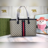 【GUCCI古馳】G家Ophidia 購物袋，棕色牛皮搭配GG防水面料打造複古風