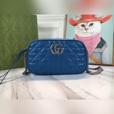 GUCCI新款專櫃品質，原廠皮，實物實拍，款號：447632古銀五金藍格子 尺寸