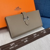 hermes 原單empson手掌紋女士新款純色皮革内拉鍊口袋豎款錢包 專