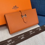 hermes 原單empson手掌紋女士新款純色皮革内拉鍊口袋豎款錢包 專