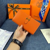 【Hermes 原版】女士新款純色皮革内拉鍊口袋豎款錢包 專櫃對版複刻手感