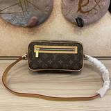 m51183小號開口笑 方盒子 lv vintage中古款老花開口笑腋下包，款式