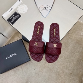 chanel香奈兒2023春夏新款爆款拖鞋 鞋面原版定制菱格紋 墊腳羊皮内裡