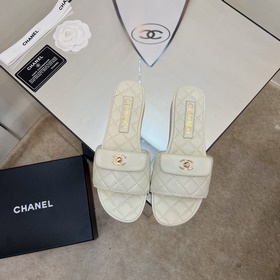 chanel香奈兒23春夏新款爆款拖鞋 鞋面原版定制菱格紋 墊腳羊皮内裡
