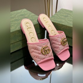 2023夏季新款Gucci 拖鞋 雙G五金 5D立體雙GG刺繡露趾涼鞋 拖鞋