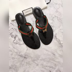 Gucci古奇2023s最新款壓花複古紅綠編織帶涼拖鞋，這是一款開了挂的神鞋原版