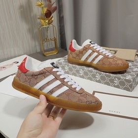 頂級版本 Adidas/GUCCI三葉草/古馳跨界聯名款 德訓鞋 情侶款 休閑