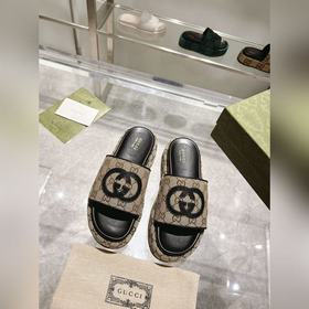 古奇Gucci 23最新（高版本）限量厚底拖鞋 頂級品質發售 購入正品開發