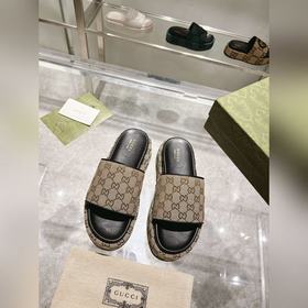 古奇Gucci 23最新（高版本）限量厚底拖鞋 頂級品質發售 購入正品開發