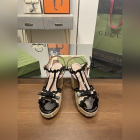 春季防水台高跟蝴蝶結涼鞋390粗跟厚底防水台 鞋櫃必備款  原版套楦  高端品