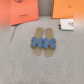 HERMES愛馬仕經典款H拖 原版購入開發 頂級品質 鞋面牛仔布料 内裡墊腳羊