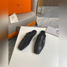 愛馬仕hermes Groupie方頭H扣穆勒鞋半拖鞋，專櫃的斷貨王，超雞爆款，