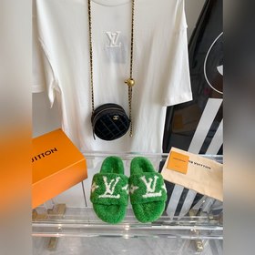 LV 2023升級版秋冬羊毛拖鞋 整鞋純皮毛一體羔羊毛打造鞋底是原版開模的防滑大