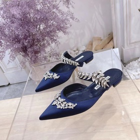 MANOLO BLAHNIK LURUM”施華洛世奇水晶絲綢緞面穆勒鞋高跟鞋，碼