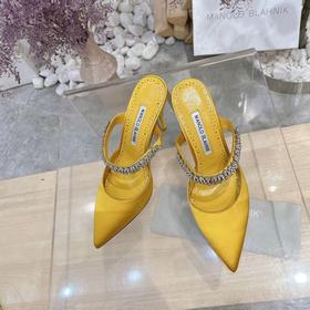 MANOLO BLAHNIK 9cm高跟款LUTARA”施華洛世奇水晶絲綢緞面穆