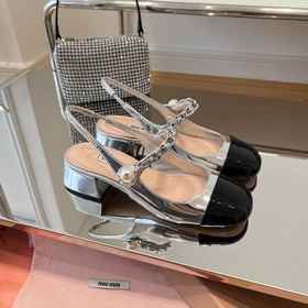 MiuMiu 漆皮後飾帶高跟鞋｜頂級代購級别品質「白色」材質與工藝：原版