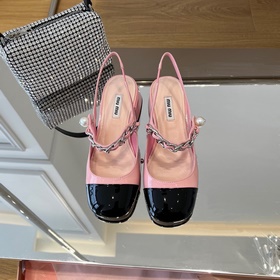 MiuMiu 漆皮後飾帶高跟鞋｜頂級代購級别品質「白色」材質與工藝：原版漆