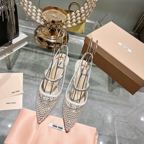 miumiu 2023春夏新款鞋面原版對色定做 非普通材質 膠片材質特殊織網一字