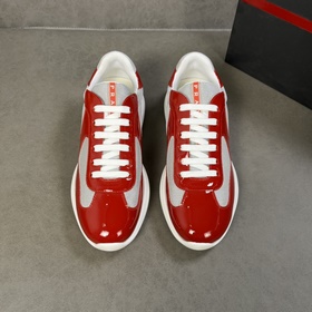 原單 PRADA, 普拉達運動鞋，進口亮光漆面牛皮拼接進口透氣網布，正面系帶、鞋