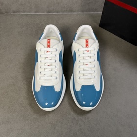 原單 PRADA, 普拉達運動鞋，進口亮光漆面牛皮拼接進口透氣網布，正面系帶、鞋