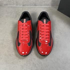 原單 PRADA, 普拉達運動鞋，進口亮光漆面牛皮拼接進口透氣網布，正面系帶、鞋