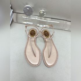 R C | 2023芮妮喬薇拉，經典爆款RC女士T字帶鑲鑽夾趾平底鑽邊涼鞋