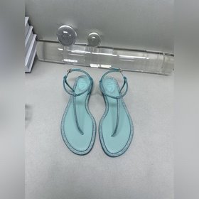 R C | 2023芮妮喬薇拉，經典爆款RC女士T字帶鑲鑽夾趾平底鑽邊涼鞋