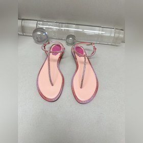 R C | 2023芮妮喬薇拉，經典爆款RC女士T字帶鑲鑽夾趾平底鑽邊涼鞋
