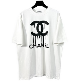 Chanel 香奈兒2023走秀款溶解字母短袖面料：采用260克32支雙沙棉