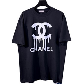 Chanel 香奈兒2023走秀款溶解字母短袖面料：采用260克32支雙沙棉