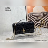漆皮 lady Dior 珍珠手拿包 這款手拿包是本季，頂部搭配手柄，優雅實