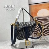 小號 (配盒子) 【Dior saddle 老花 細肩帶 】【配專櫃盒子】小