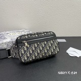 D家這款腰包功能實用，富有現代風範。采用米色和黑色 Oblique 印花面料精心