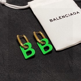 原單貨草綠色 可兩戴 新品 巴黎世家 Balenciaga 新款耳釘 專櫃一緻黃