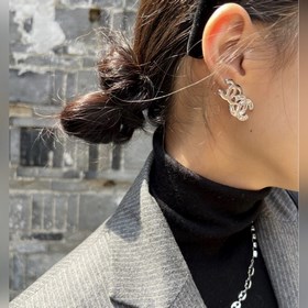 chanel香奈兒  小香ab款簡約風格鑲鑽耳釘 這款耳環真的超級美 看着設計簡