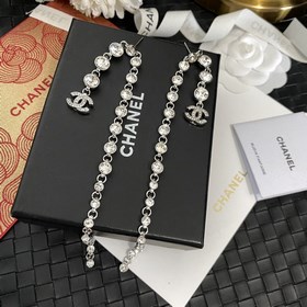 1880150   【chanel 最新款 銀色圓鑽長耳吊】一緻z黃銅材質 哦