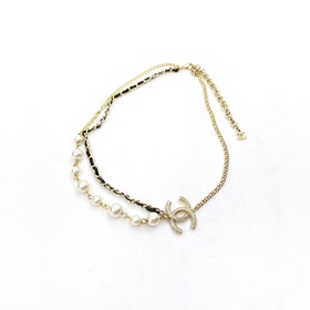 【chanel 最新款 黑皮珍珠雙層項鍊】一緻ZP黃銅材質