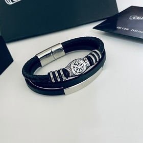 Chrome Hearts 克羅心經典複古十字花皮繩手鍊 複古手環手镯～正品開模