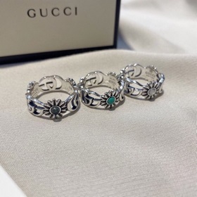 Gucci古馳雙g小雛菊綠松石戒指尺寸10#12#14#16#18#20#2