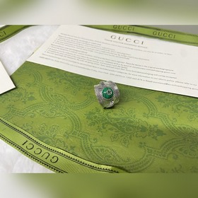 Gucci 古馳 綠松石虎頭蛇身戒指 12-24碼