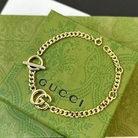 原單貨  配送全套Gucci正品包裝 古馳gucci金色雙G手鍊 專櫃一緻