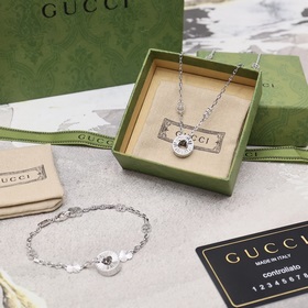 [明星款式]GUCCI古馳Icon系列18K白金愛心項鍊手鍊