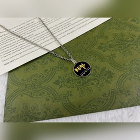 Gucci 古馳 黑色圓牌項鍊 長度：50+5CM