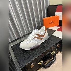 【h家～愛馬仕】 奢品專櫃新款 男士休閑運動鞋，面料采運高技細紋帆布和頭層牛皮拼