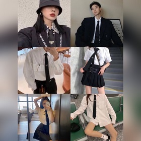爆款到 P家經典領帶 （配盒子+禮品袋）中性款【Prada徽标領帶】高端定制 五