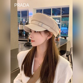 PRADA 普拉達 新款貝雷帽女夏秋韓版複古時尚氣質高檔鴨舌帽休閑顯臉小百搭帽子
