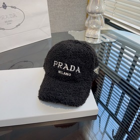 Prada(普拉達) 原單羊毛棒球帽，金屬微标，氣質帽沿，可調節魔術貼片 男女通