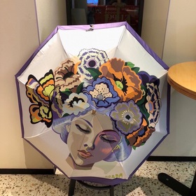 （普拉達）普拉達美女三折自動折疊晴雨傘 集合靈魂LOGO為一體的設計風格高雅奢華